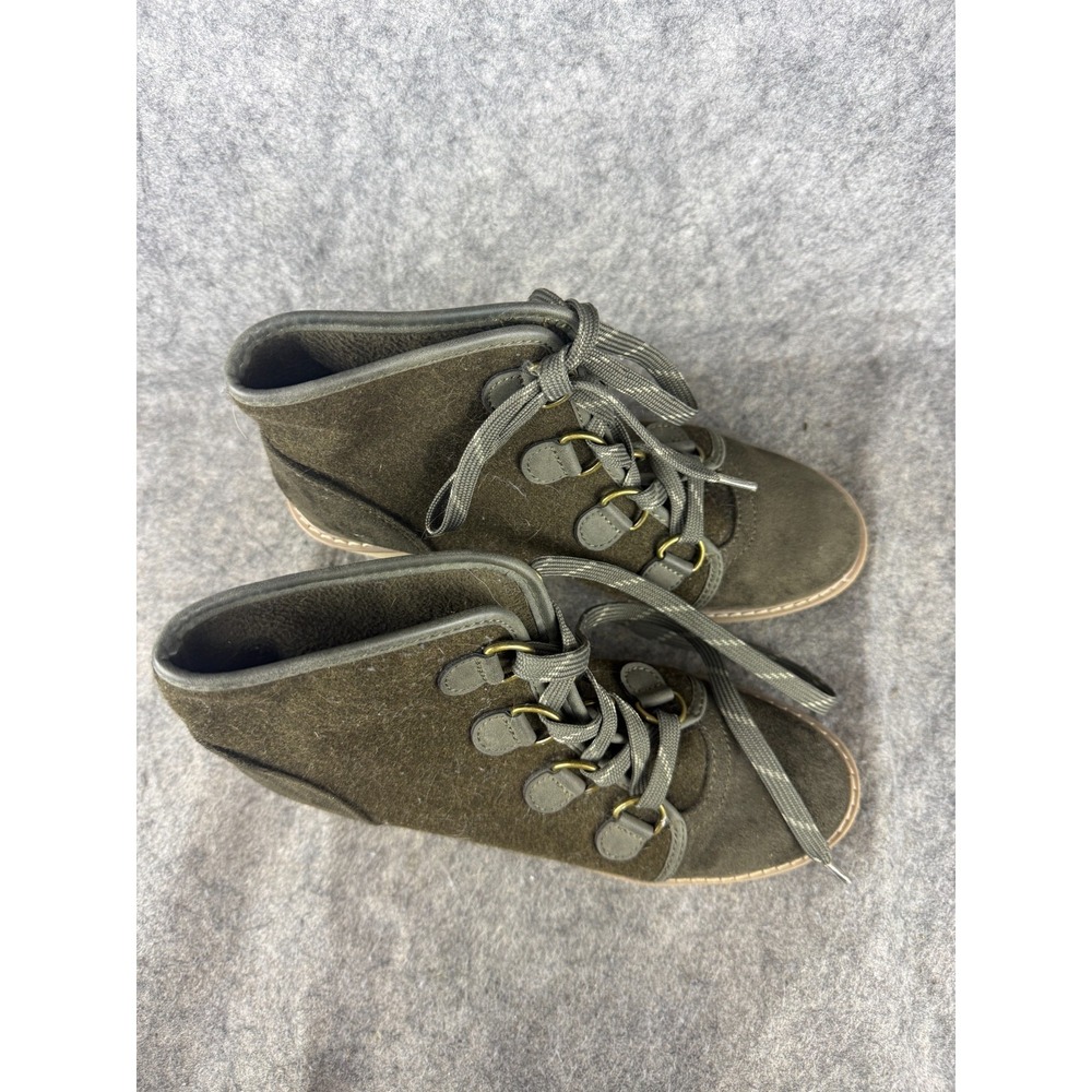 Merona Wedge Heel Ankle Wedge Boots Size‎ 9 M Green Wool blend Lace Up - Picture 6 of 6